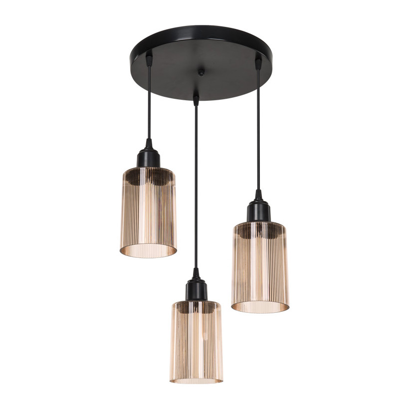 Φωτιστικό οροφής τρίφωτο PWL-1195  Ε27 μαύρο-amber Φ30x80εκ