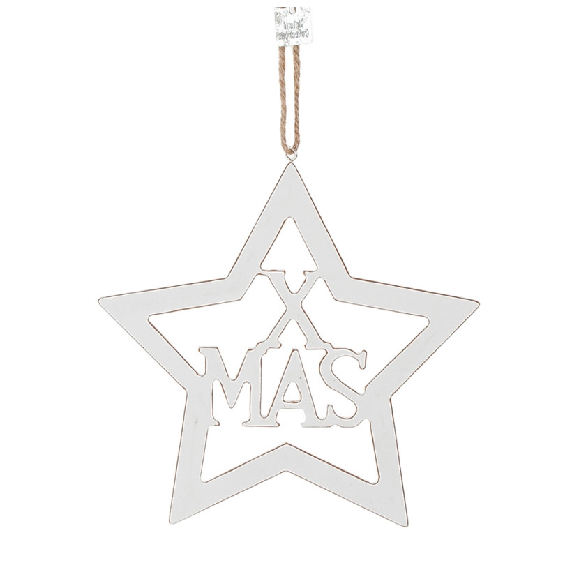 Αστέρι ξύλινο λευκό X-MAS 18εκ.