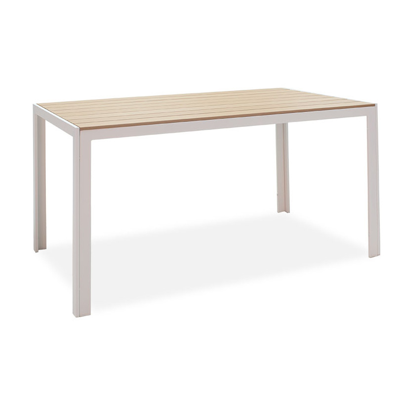 Τραπέζι Nares  αλουμίνιο λευκό-plywood φυσικό 140x80x72.5εκ