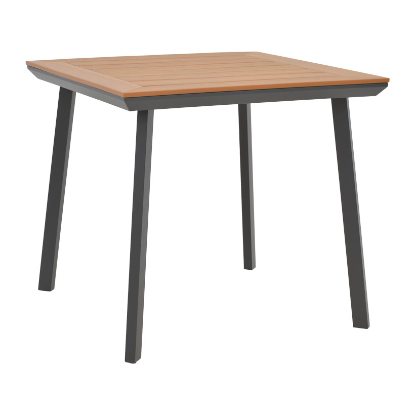 Τραπέζι Synergy  αλουμίνιο ανθρακί-plywood φυσικό 80x80x74εκ
