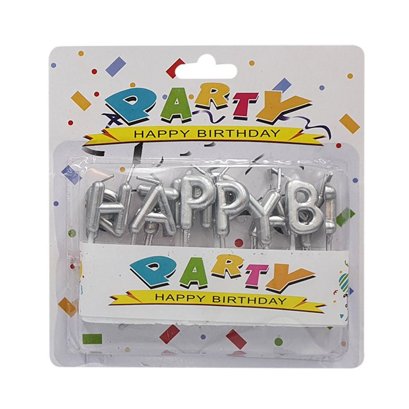 Κεριά Happy Birthday Χρυσό-Ασημί  Homie 3767 ΑΣΗΜΙ 17-47-SLV