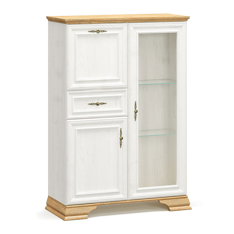 Βιτρίνα Jaden  golden oak-λευκό antique 93,5x39x133εκ