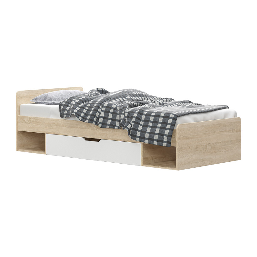 Κρεβάτι με συρτάρι Letto  σε oak - λευκό απόχρωση 90x200εκ