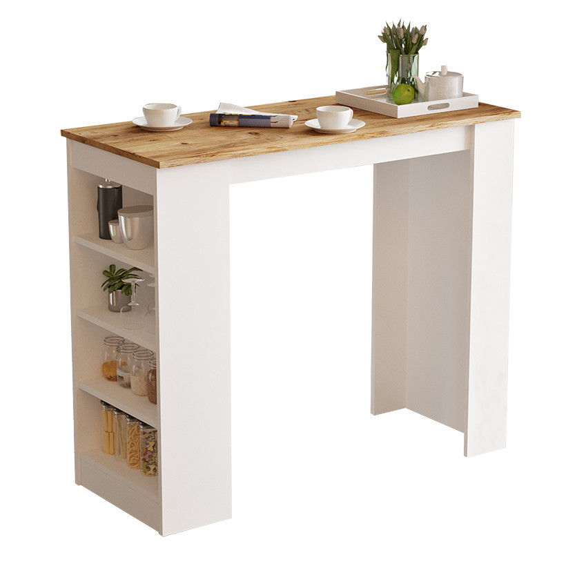 Τραπέζι μπαρ Riff  λευκό-oak 120x51.5x101.5εκ