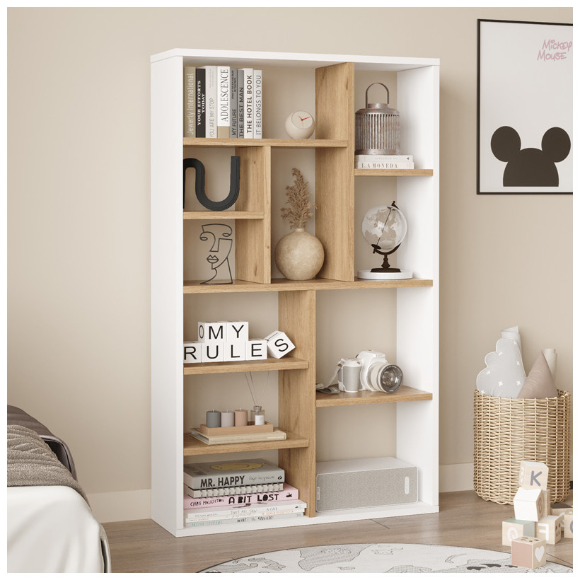 Βιβλιοθήκη Boteca 10θέσεων  σε oak-λευκή απόχρωση 75x22x123.6εκ