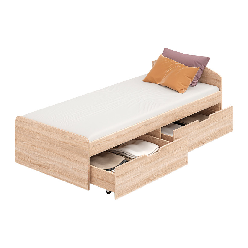 Κρεβάτι Regan  με συρτάρια σε oak απόχρωση 90x200εκ