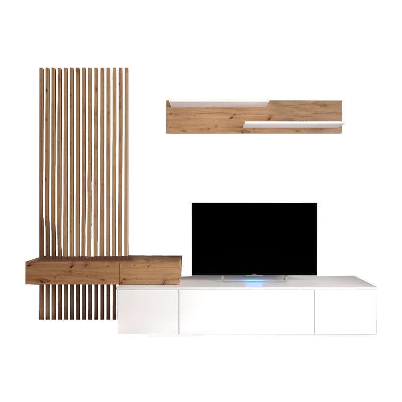 Σύνθετο σαλονιού Litende  sonoma-λευκό μελαμίνης 210x42x199.5εκ