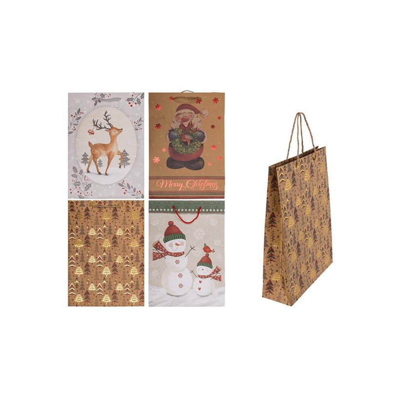 Χάρτινες τσάντες χριστουγεννιάτικες Warm Christmas Υ34,5x25x8,5εκ. - 12 ΤΕΜ