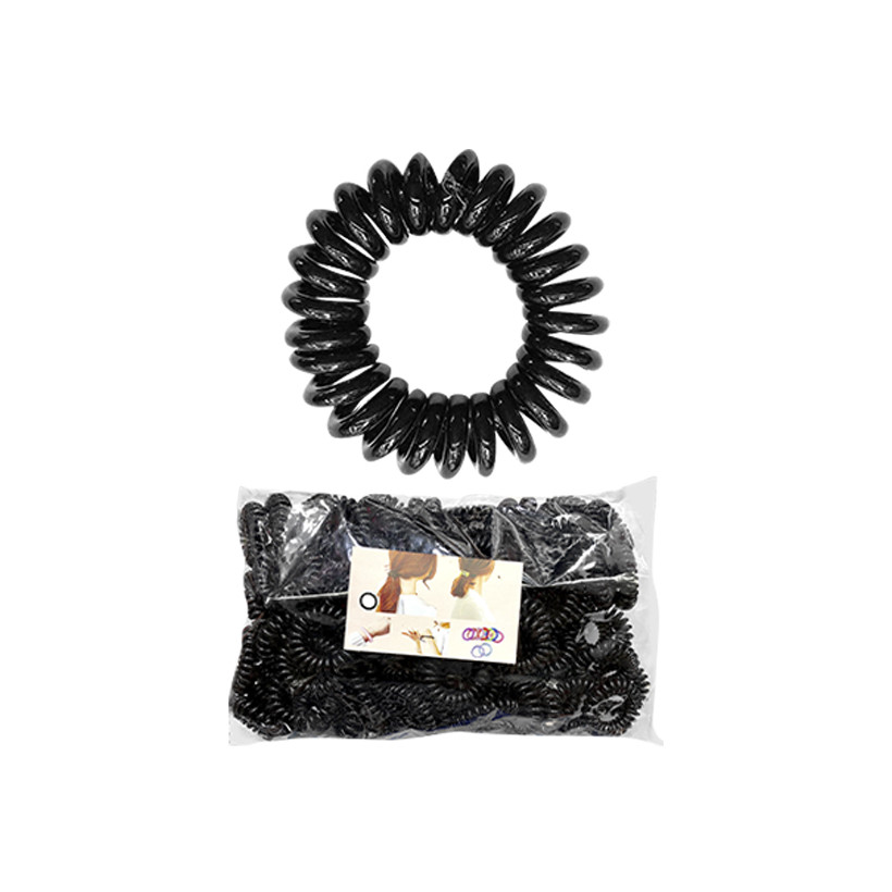 Λαστιχάκι Μαλλιών Σπιράλ Μαύρο ø4,5cm 4teen4ty 401065 - 50 ΤΕΜ 20-1045