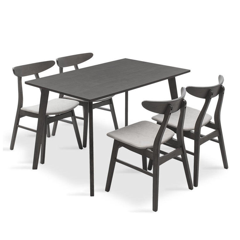 Tραπεζαρία Benson - Orlean  σετ 5τμχ rustic grey-ύφασμα γκρι 120x75x75εκ