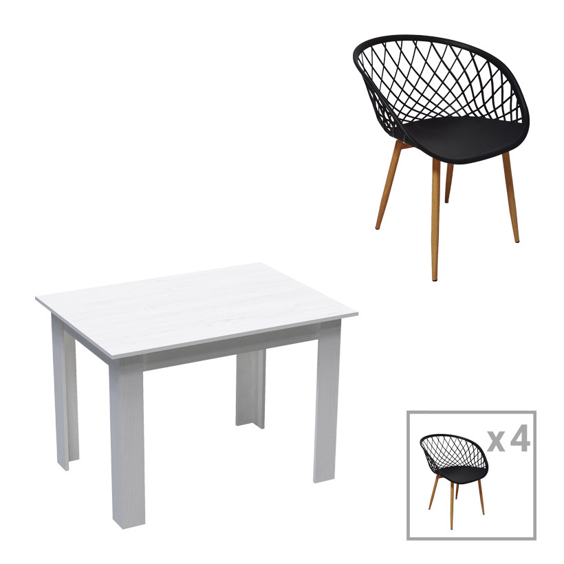 Τραπεζαρία Manka-Ezra  σετ 5τεμ σε λευκή απόχρωση 110x80x77εκ