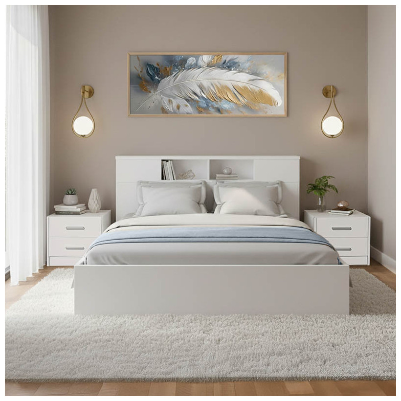 Σετ Κρεβατοκάμαρας Olympus White με Κρεβάτι 140x200εκ Σετ 3τεμ