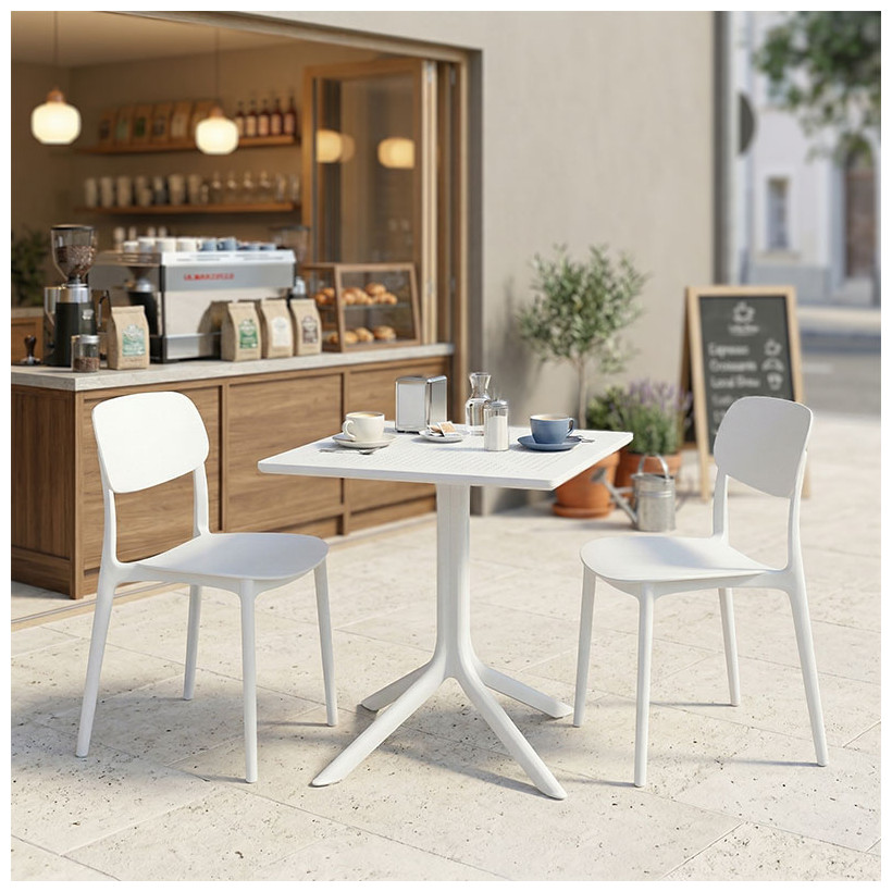 Τραπεζαρία Groovy Berdian  σετ 3τεμ λευκό PP 60x60x76εκ