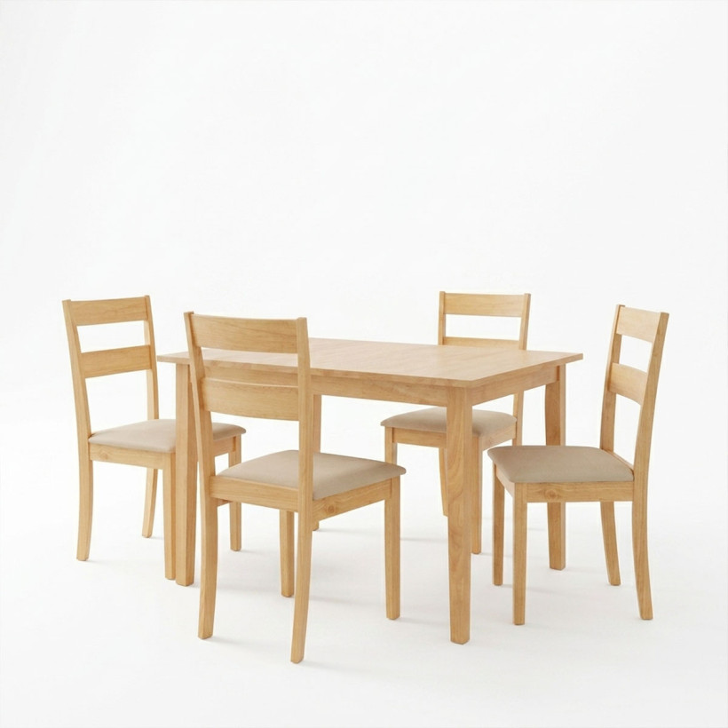 Τραπεζαρία Dallan Country  5τεμ σε φυσική απόχρωση rubberwood 120-150x80x74εκ