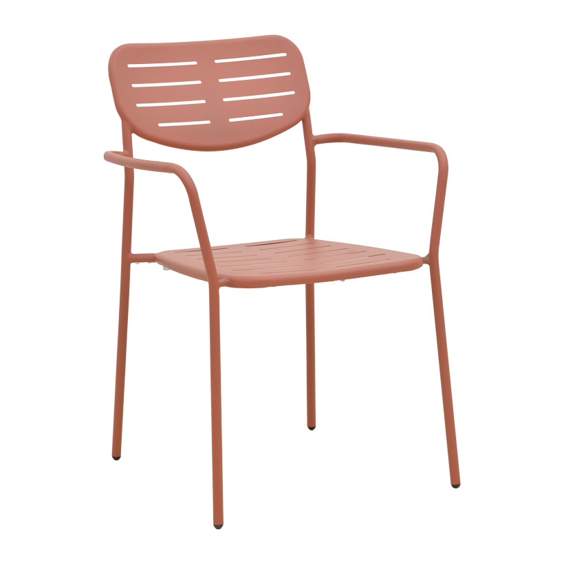 Πολυθρόνα Deraby  στοιβαζόμενη terracotta μέταλλο 56x45.5x83εκ