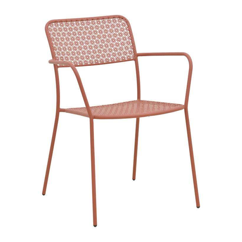 Πολυθρόνα Federal  στοιβαζόμενη terracotta μέταλλο 57x58x81.5εκ