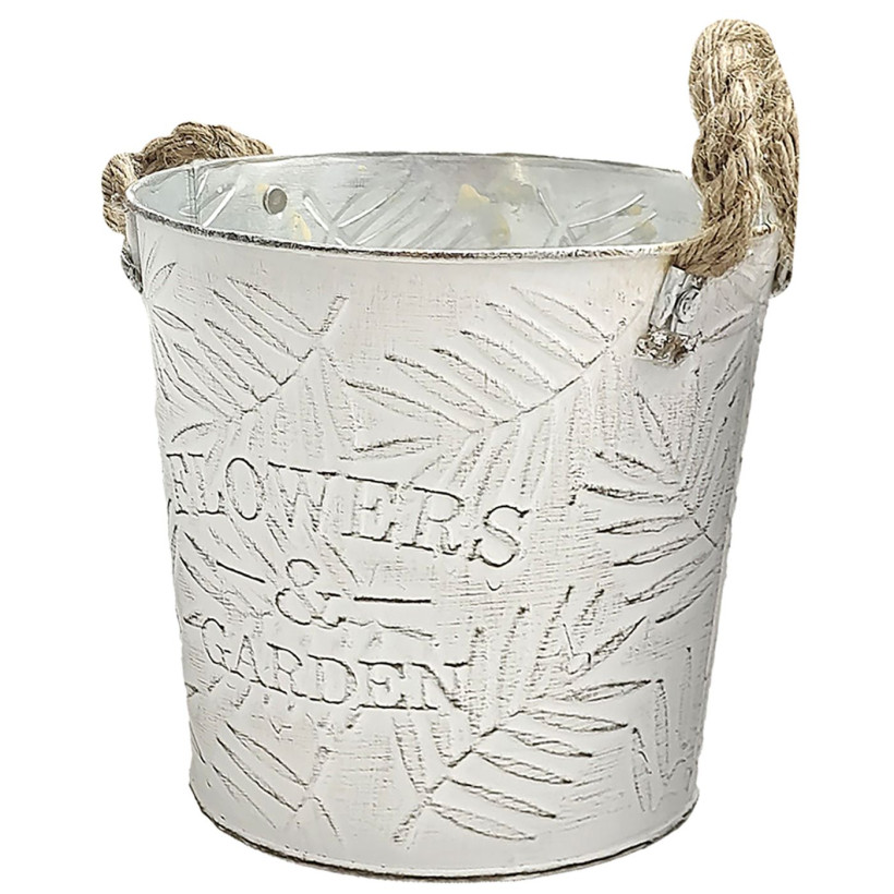 Γλαστράκι-Κασπώ Μεταλλικό με Κλαδιά ø18x17cm Homie 423085 Άσπρο 22-3065-WHT
