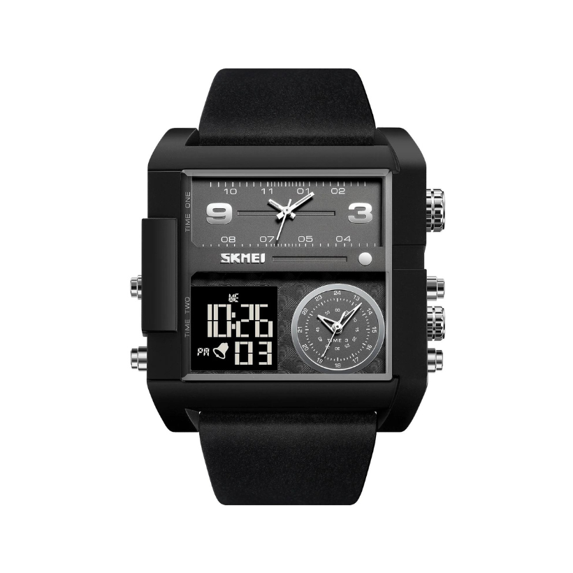 Ψηφιακό/αναλογικό ρολόι χειρός - Skmei - 2020 - Black/Black