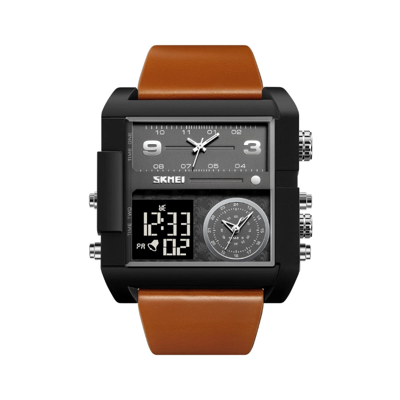 Ψηφιακό/αναλογικό ρολόι χειρός - Skmei - 2020 - Brown/Black
