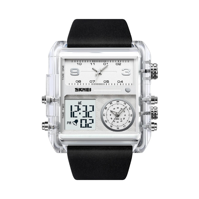 Ψηφιακό/αναλογικό ρολόι χειρός - Skmei - 2020 - White Transparent