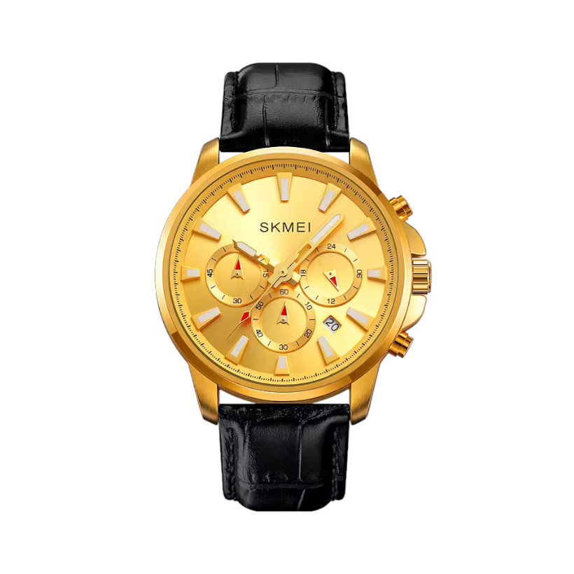 Aναλογικό ρολόι χειρός - Skmei - 2071 - Gold/Leather Black