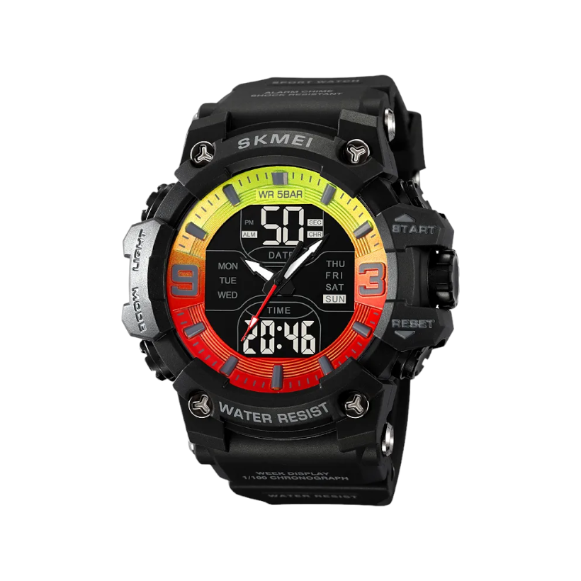 Ψηφιακό/αναλογικό ρολόι χειρός - Skmei - 2222 - Black/Red/Yellow