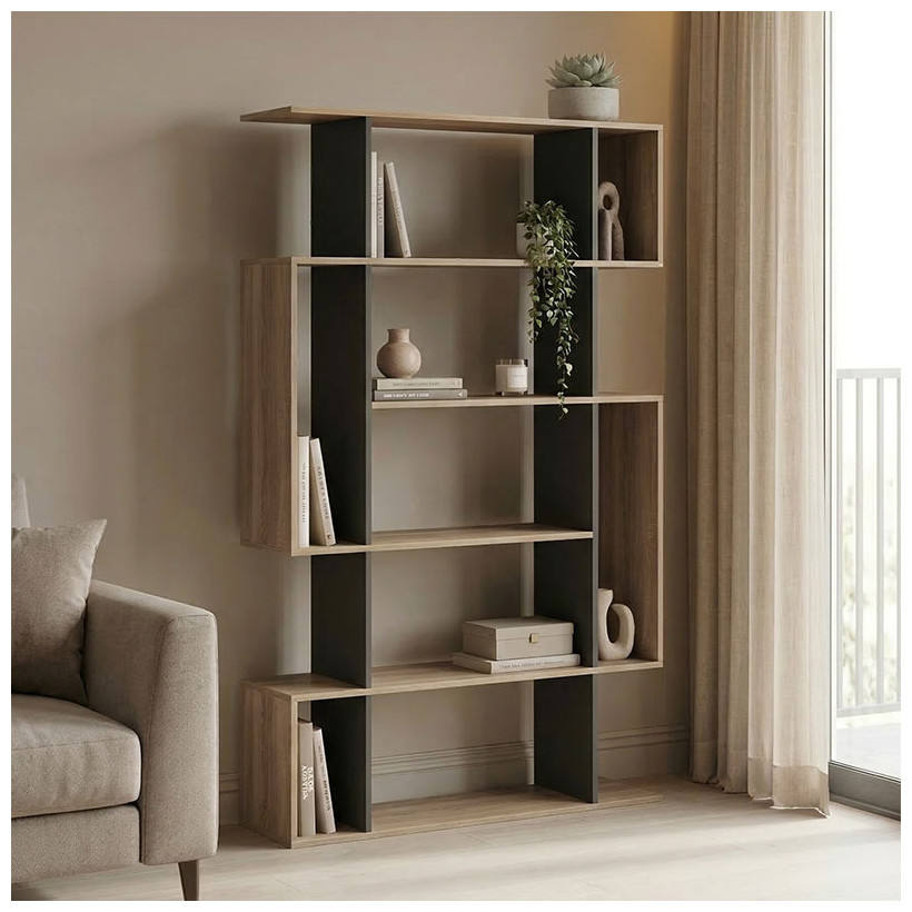 Βιβλιοθήκη Mito  sonoma-ανθρακί 108.5x25x161εκ