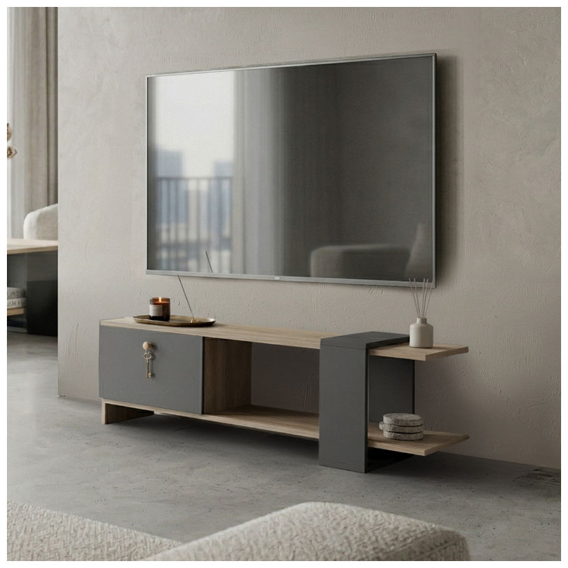 Έπιπλο τηλεόρασης Standi  σε sonoma-ανθρακί 120x25x36.8εκ