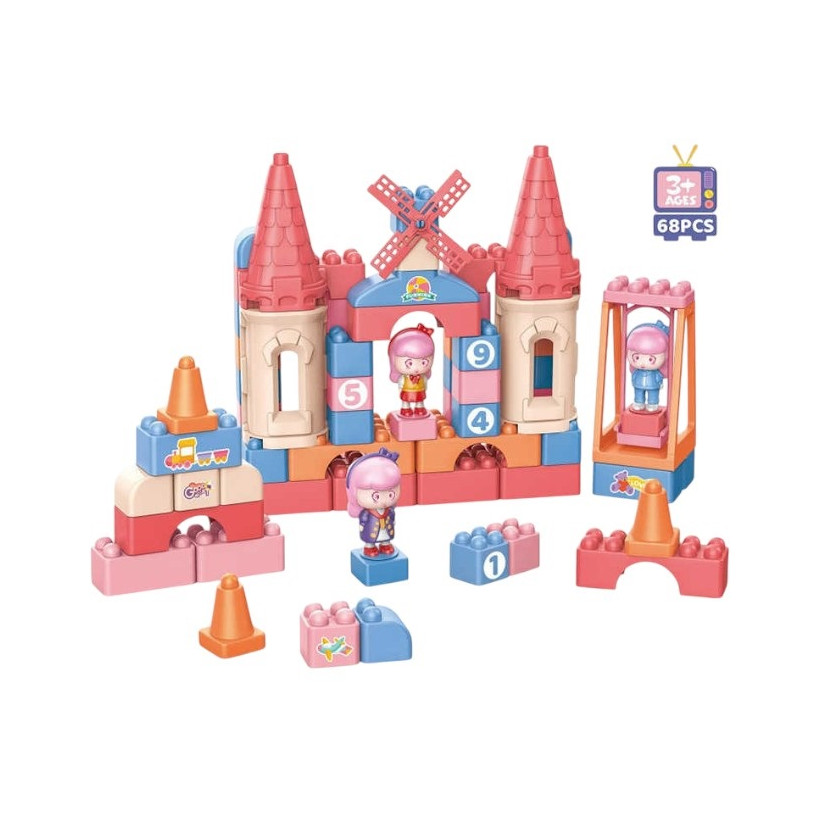 Σετ κατασκευών DIY με τουβλάκια - Block Castle - 68pcs - JX6747 - 233044