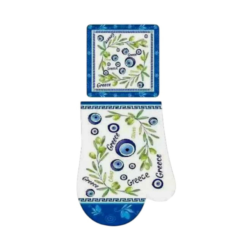Σετ γάντι & πιάστρα φούρνου Souvenir - 6pcs - Greece - 241811