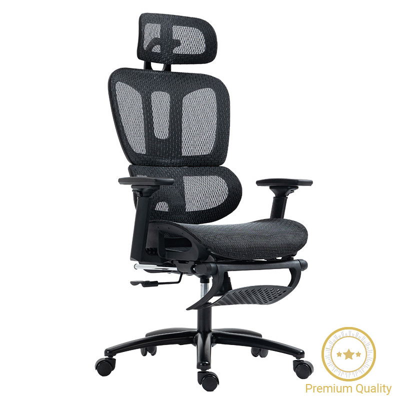 Καρέκλα γραφείου διευθυντή με υποπόδιο Verdant  Premium Quality mesh χρώμα μαύρο