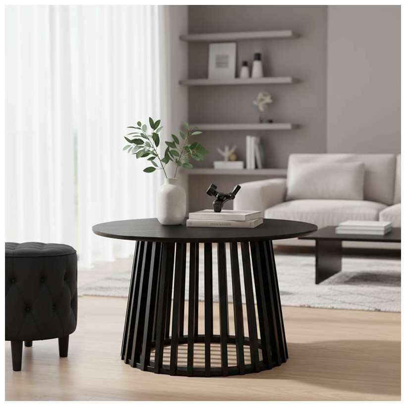 Τραπέζι σαλονιού Domonic  mdf σε μαύρη απόχρωση Φ80x45εκ