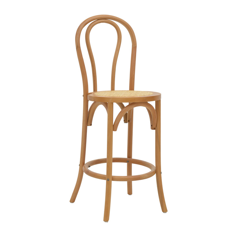 Σκαμπό μπαρ Thonet  φυσικό ξύλο οξιάς-έδρα φυσικό rattan 41x50x105εκ