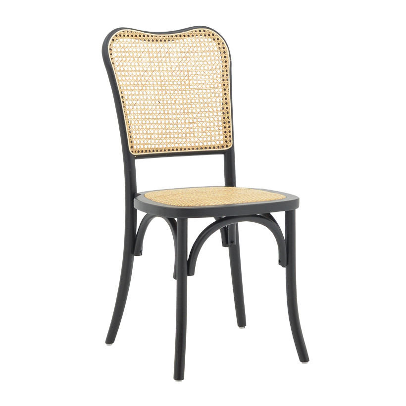 Καρέκλα στοιβαζόμενη Zozele  φυσικό rattan pe-μαύρο toon wood 45x51x88εκ