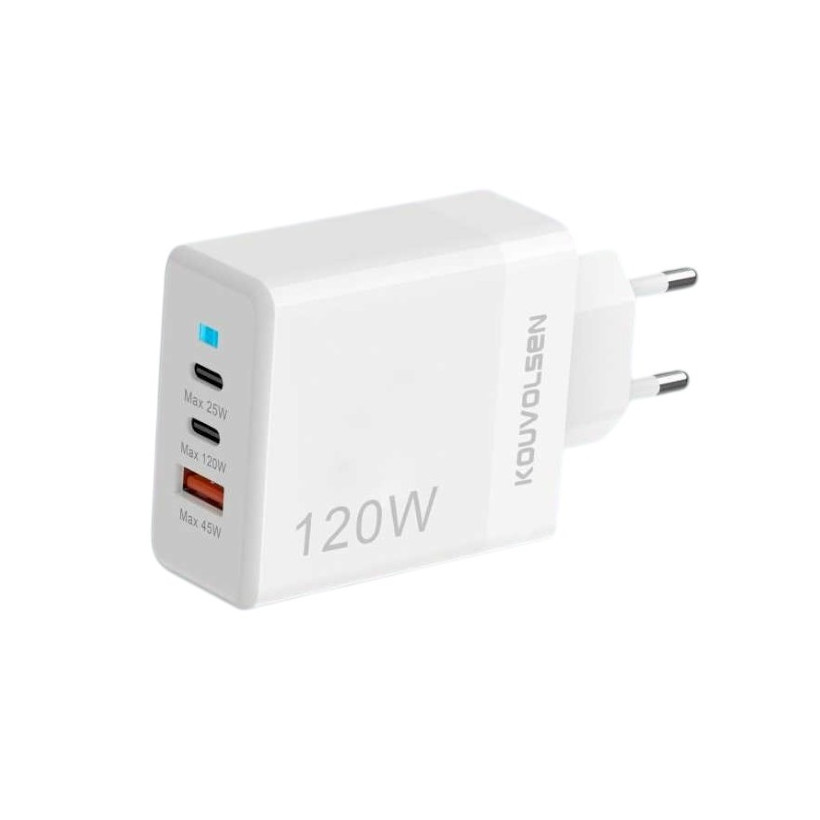Αντάπτορας φόρτισης Fast Charge με 3 θύρες USB-A & Type-C - 120W - CX-180B - 271801 - White