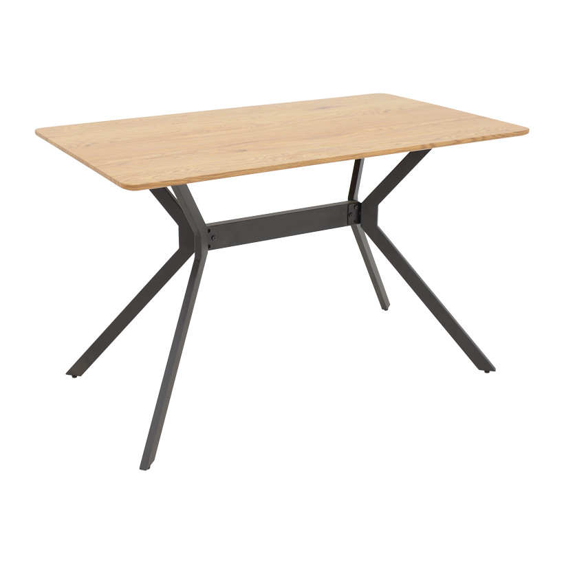 Τραπέζι Nerelis  φυσικό mdf και πόδι μαύρο μέταλλο 120x70x75εκ