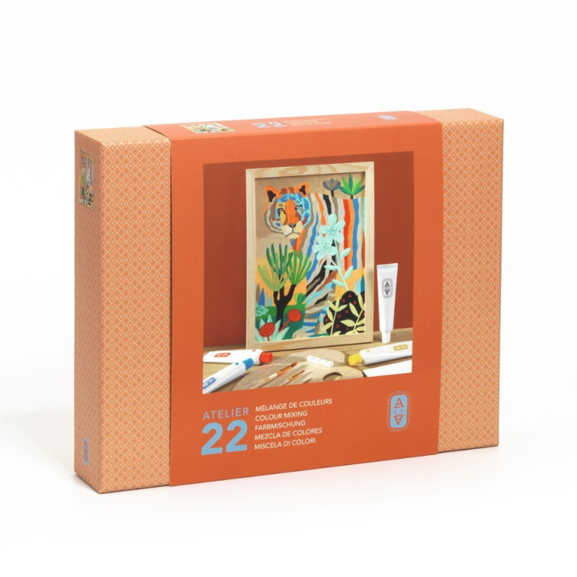Djeco Atelier 22, ζωγραφική σε καμβά - μίξη χρωμάτων Τίγρης