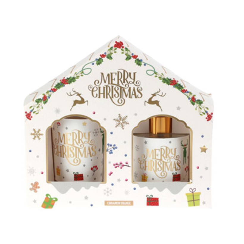 Σετ αρωματικό diffuser - κερί Χριστουγεννιάτικο Cinnamon Orange