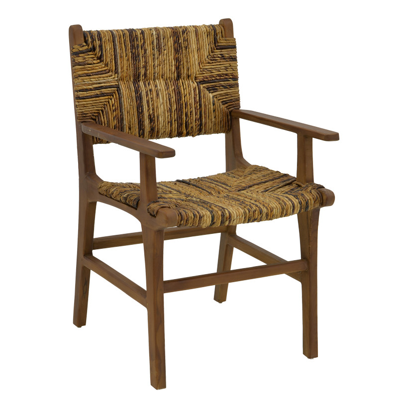 Πολυθρόνα Refane  φυσικό teak ξύλο-ψάθα 55x60x85εκ