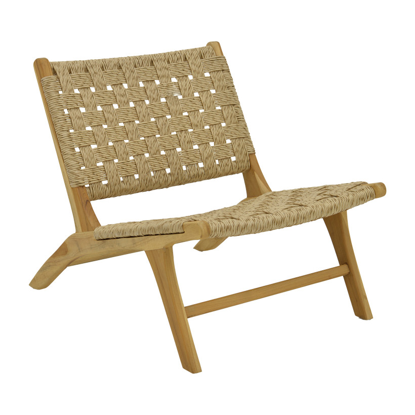 Πολυθρόνα Foldere  φυσικό teak ξύλο-pe σχοινί 65x78x68εκ