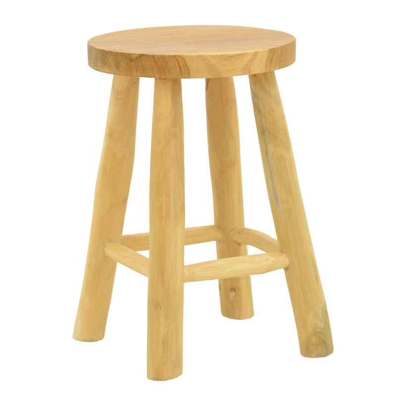 Σκαμπό Sega  teak ξύλο σε φυσική απόχρωση Φ30x45εκ