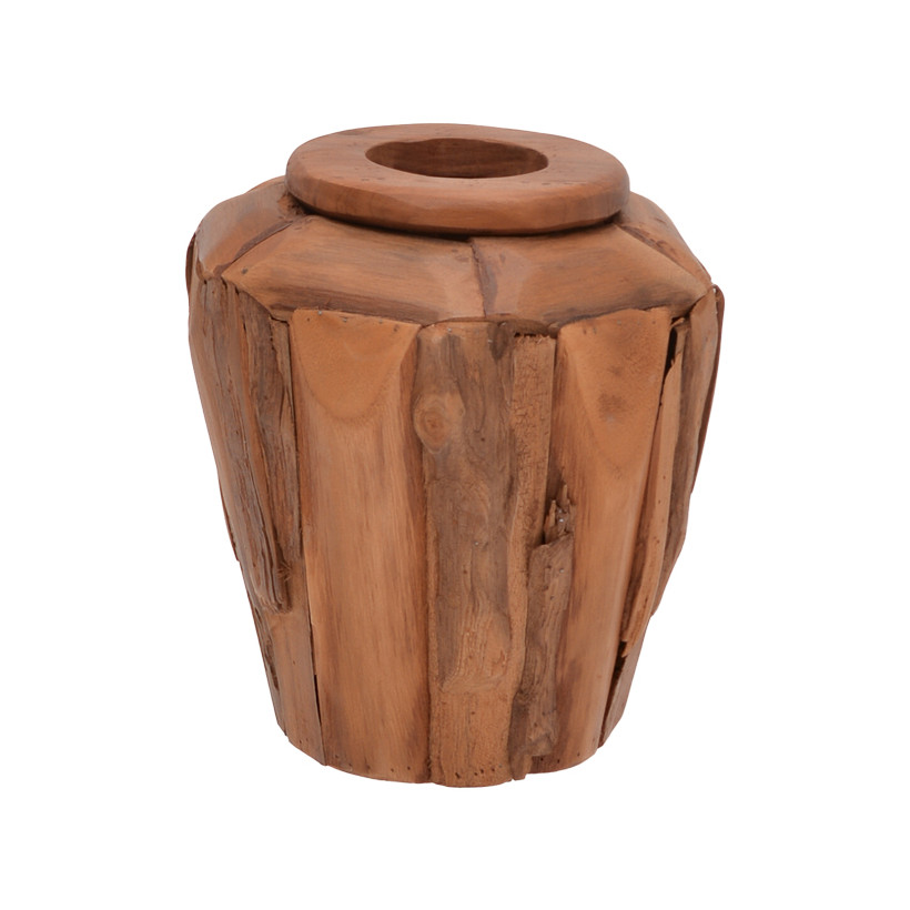 Διακοσμητικό βάζο Archean  teak ξύλο σε φυσική απόχρωση Φ30x30εκ