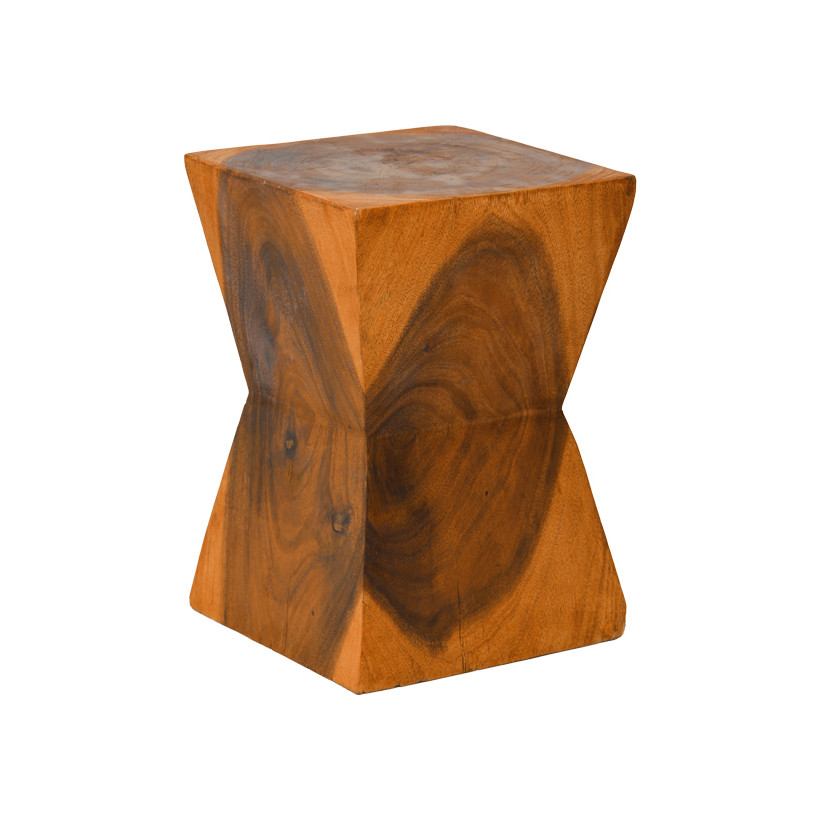 Σκαμπό Clepsydra  suar ξύλο σε φυσική απόχρωση 31x31x45εκ