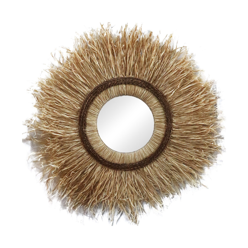 Καθρέπτης Tabrane Inart sisal σε φυσικό χρώμα Φ110x4εκ