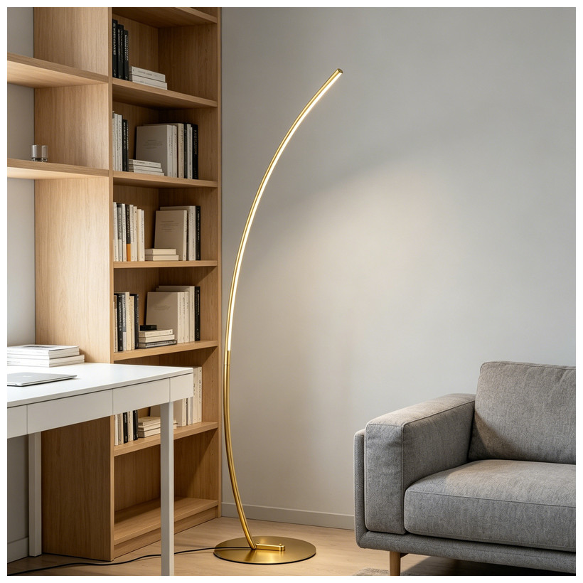 Φωτιστικό δαπέδου Archer  led χρυσό μεταλλικό 70x28x165εκ
