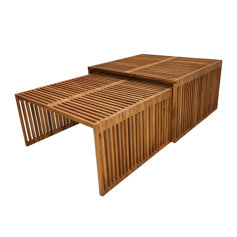 Τραπέζι Tinnie I  σετ 2τεμ teak ξύλο σε φυσική απόχρωση