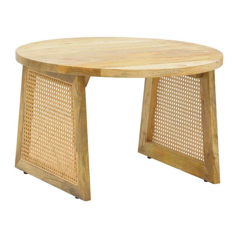 Τραπέζι Tamarind  ξύλο mango-φυσικό rattan σε φυσική απόχρωση Φ65x40εκ