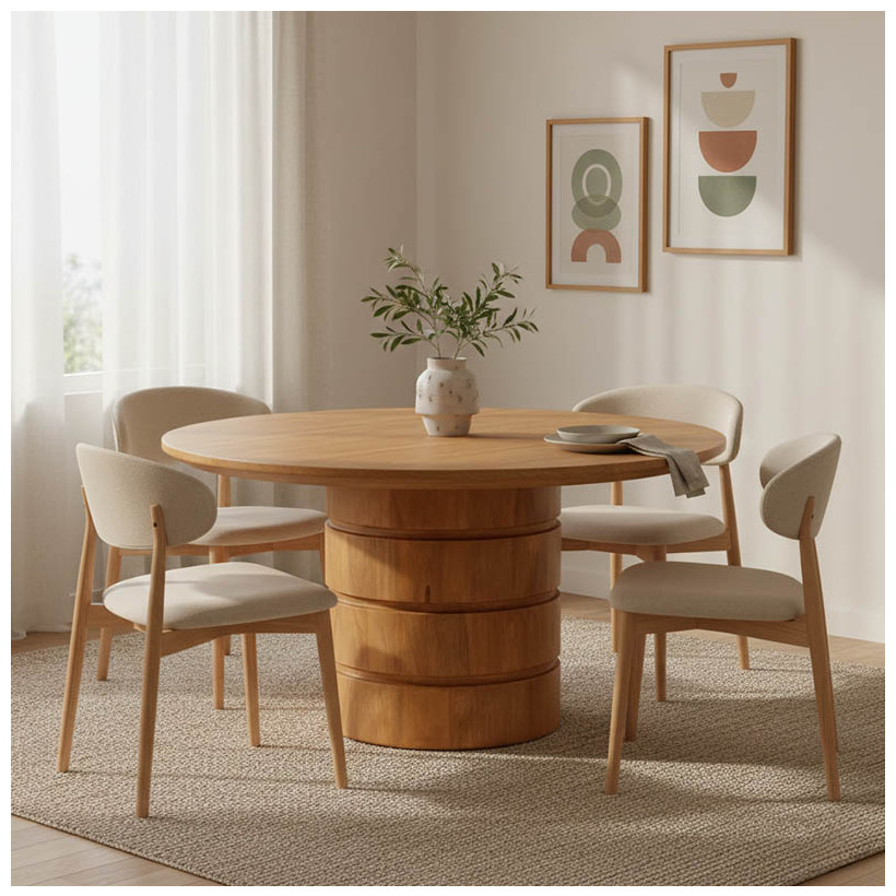 Τραπέζι Charmy  μασίφ ξύλο mango σε φυσική απόχρωση Φ130x76εκ