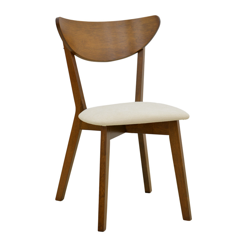 Καρέκλα Canon  καρυδί rubberwood εκρού ύφασμα 43x52x83,5εκ - 2 ΤΕΜ
