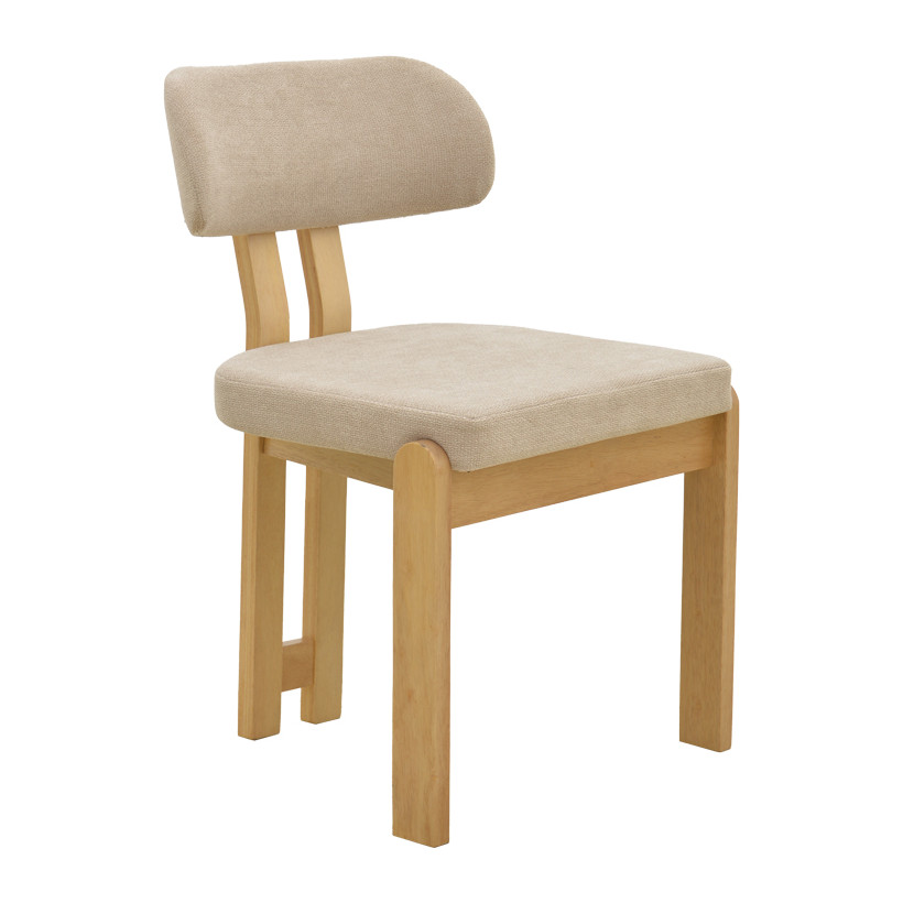 Καρέκλα Genoa  sonoma rubberwood και μπεζ ύφασμα 50x43x82εκ - 2 ΤΕΜ
